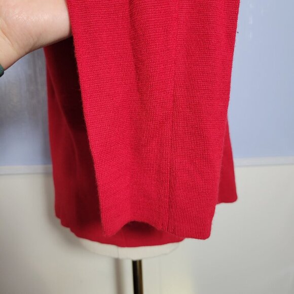 Coldwater Creek Medium Bright Red Ruffle Collar Jacket Double Button Sweater - Picture 4 of 11